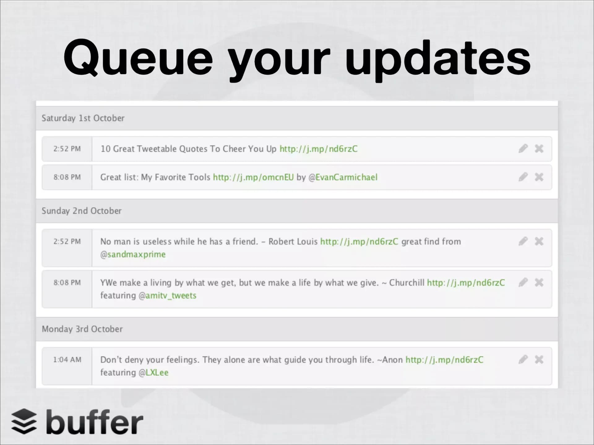 Queue your updates slide