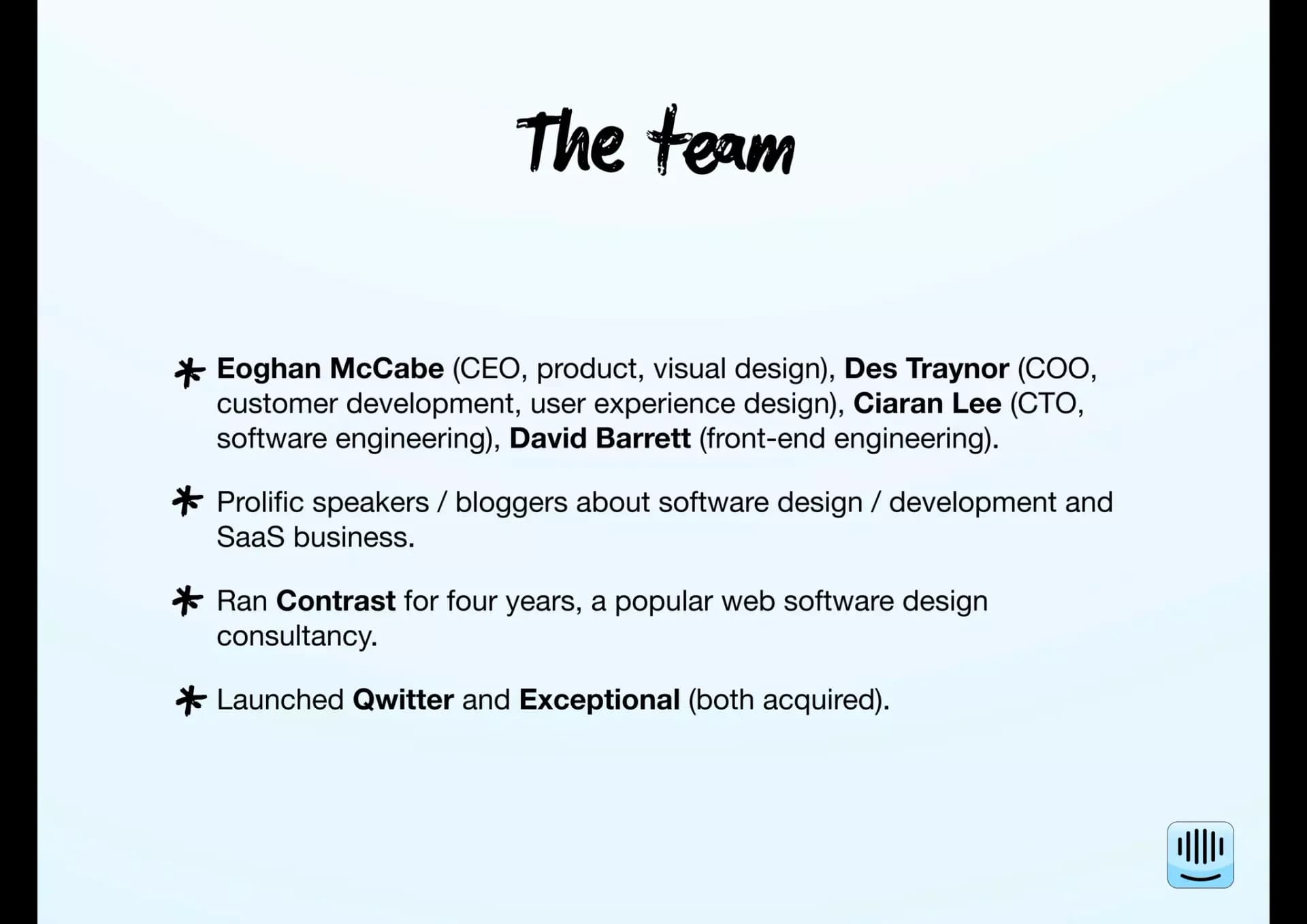Slide 2: The team: four founders from Contrast