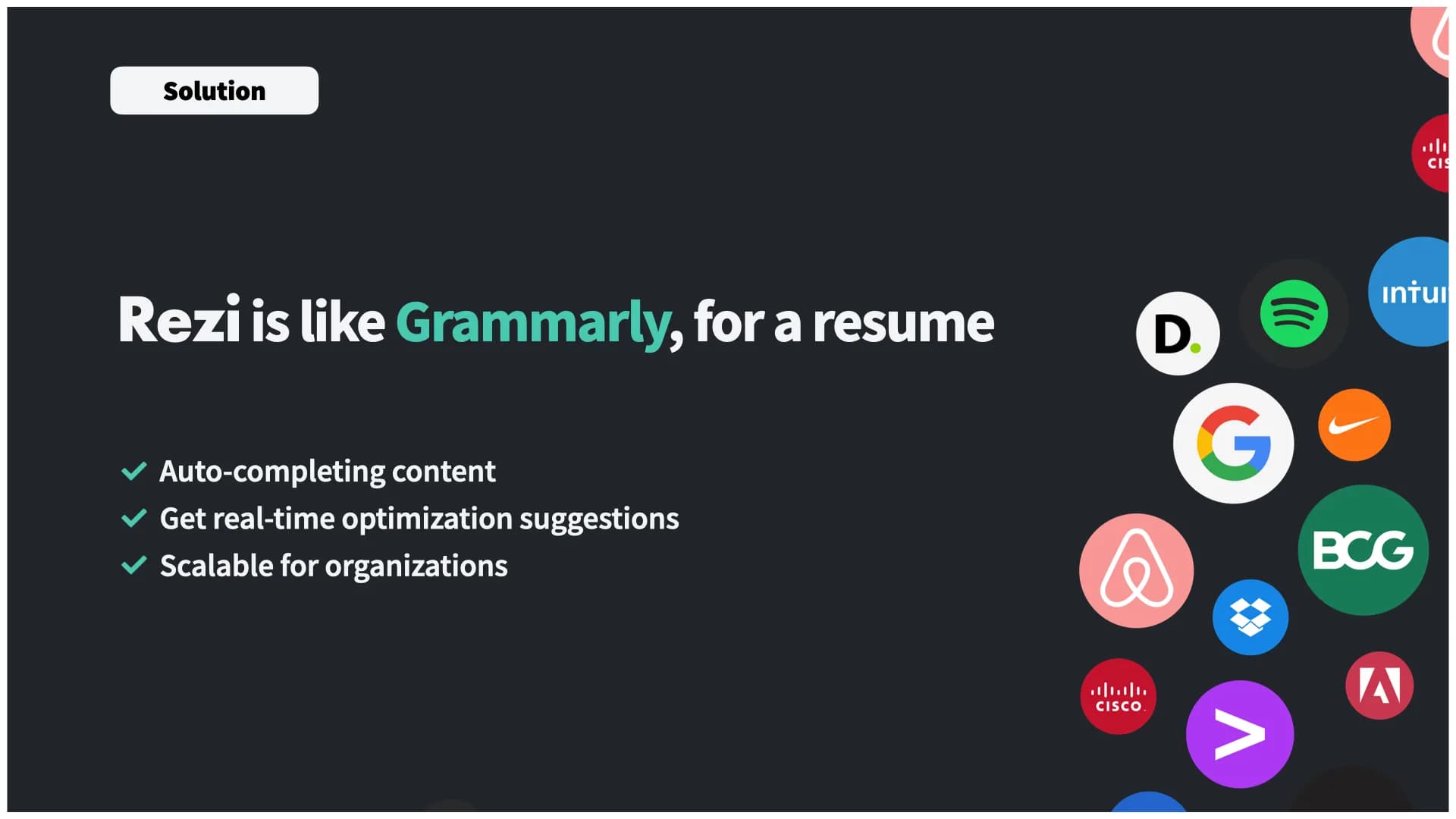Slide 4: Rezi is like Grammarly for a resume