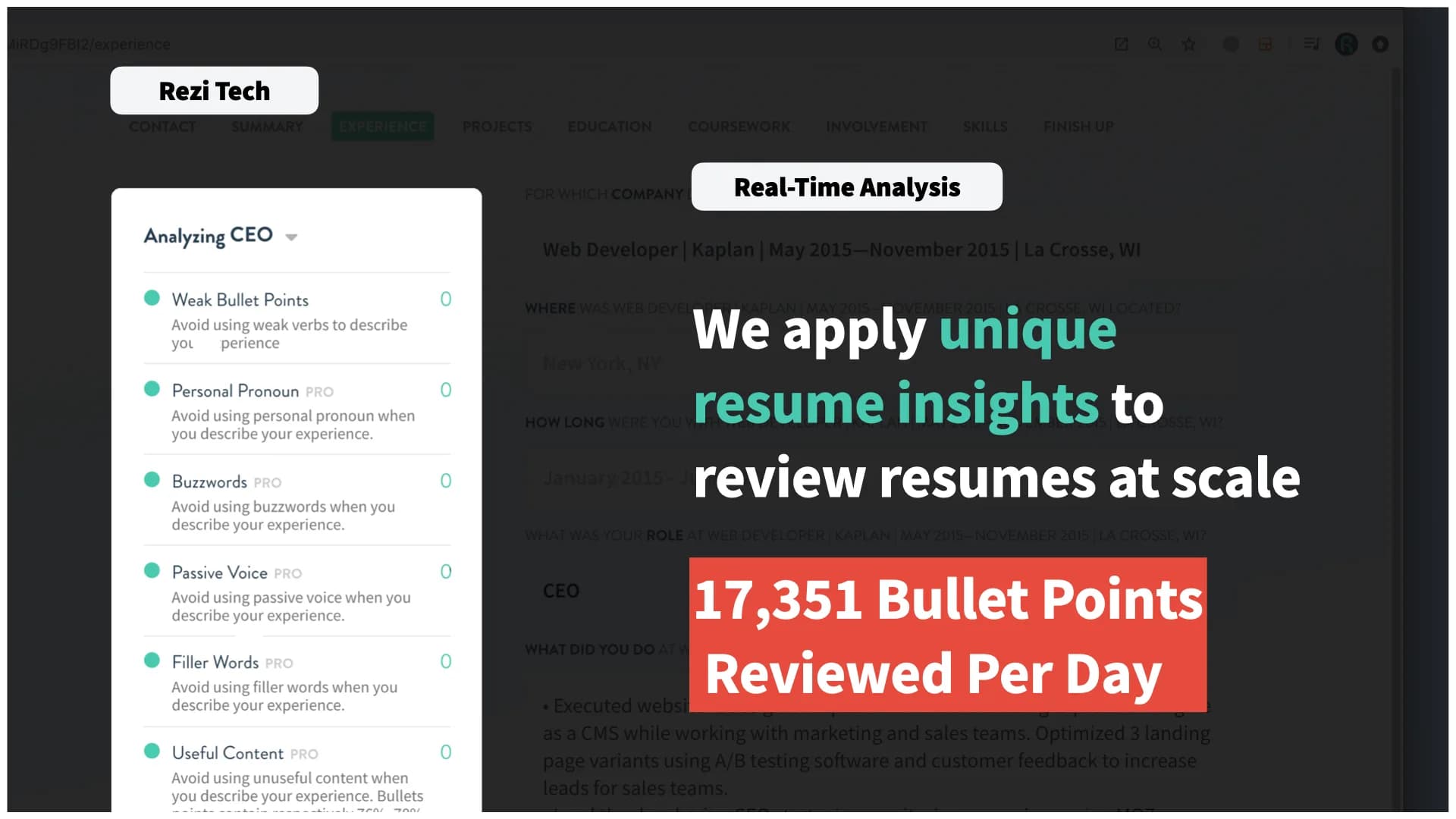 Slide 7: Real-time analysis reviews 17,351 bullet points a day