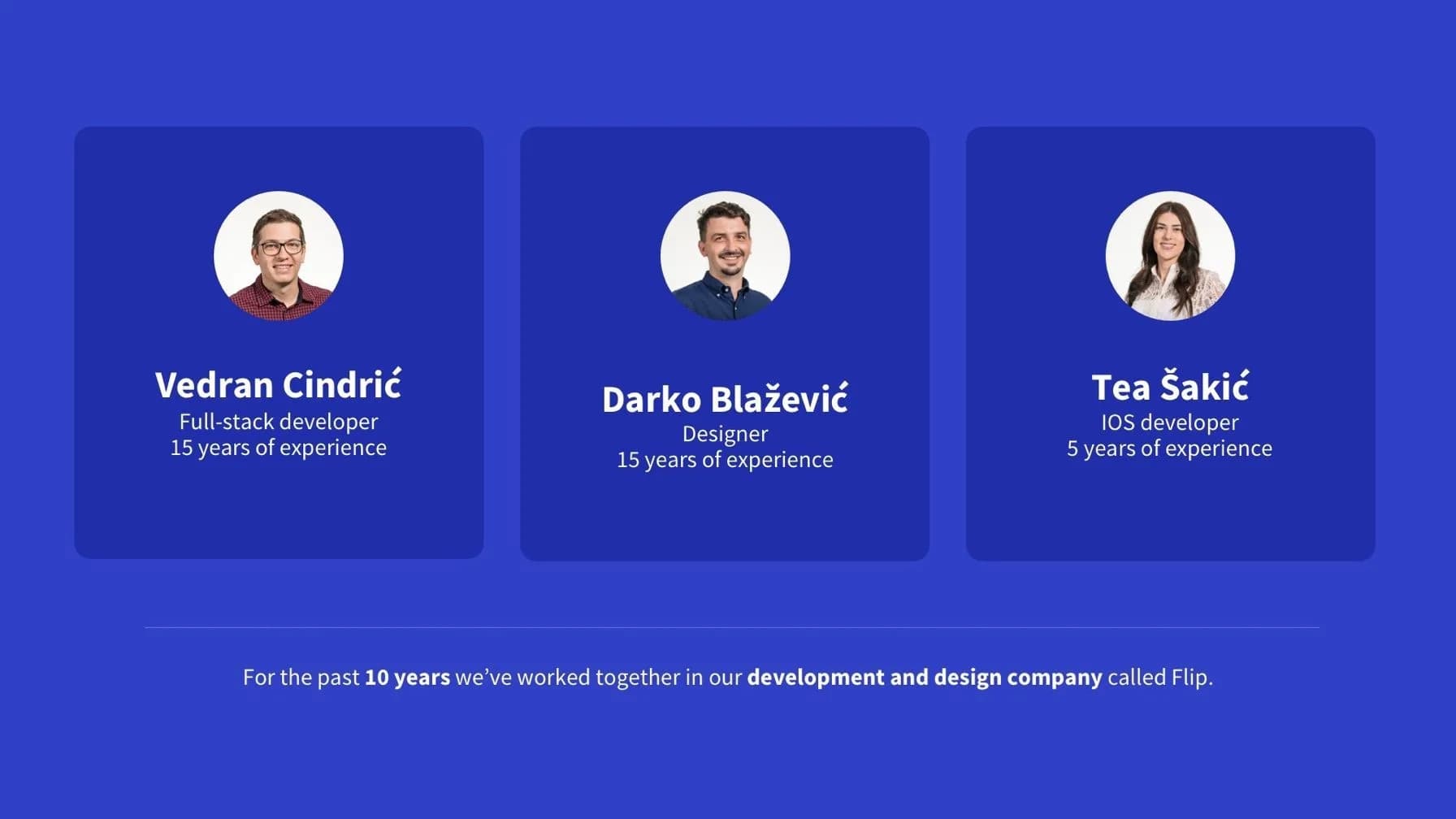 Slide 2: The Founding Team and Ten Years Working Together